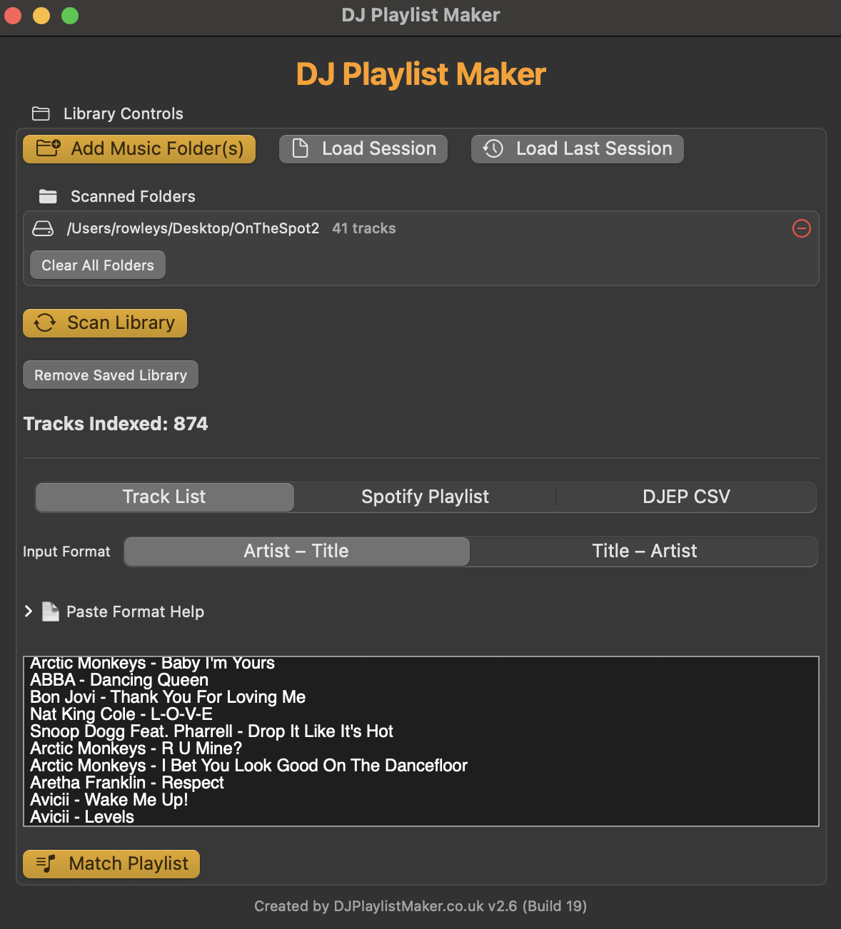 Spotify import and match result preview